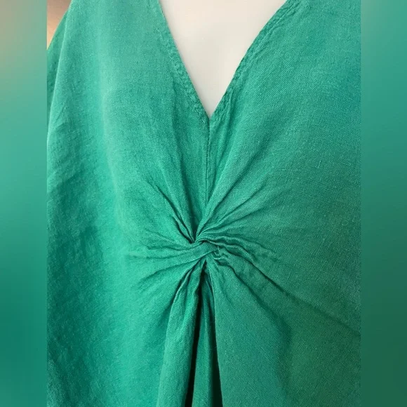 Venti6 Green Women's linen dress or Swim Cover-Up caftan garden cottage - Picture 4 of 8